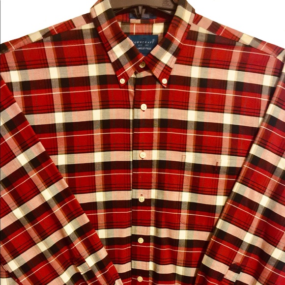 Mens Towncraft Lsleeve Plaid Shirt 